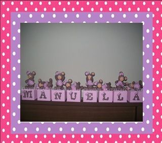 CUBOS COM LETRAS URSINHAS MARROM E ROSA
